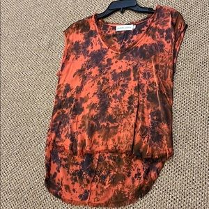 Red tie dye sleeveless blouse